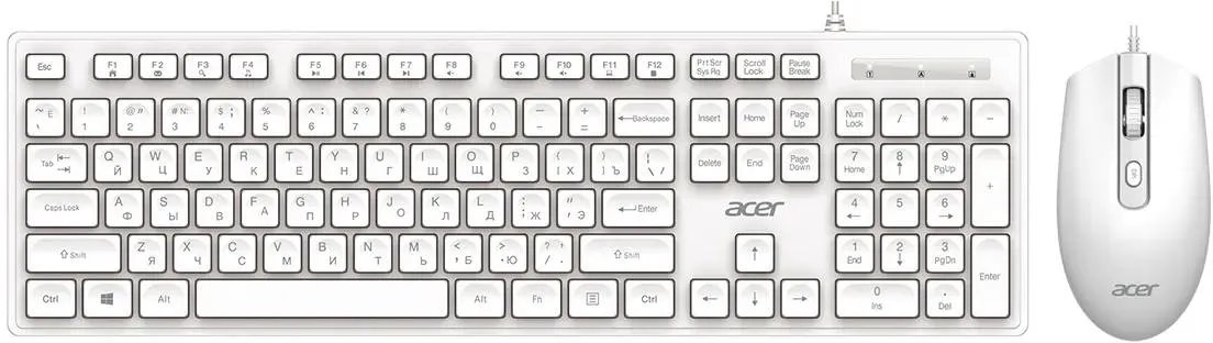 Комплект клавиатура и мышь Acer OCC504 (ZL.ACC11.00N) клав белый мышь белый