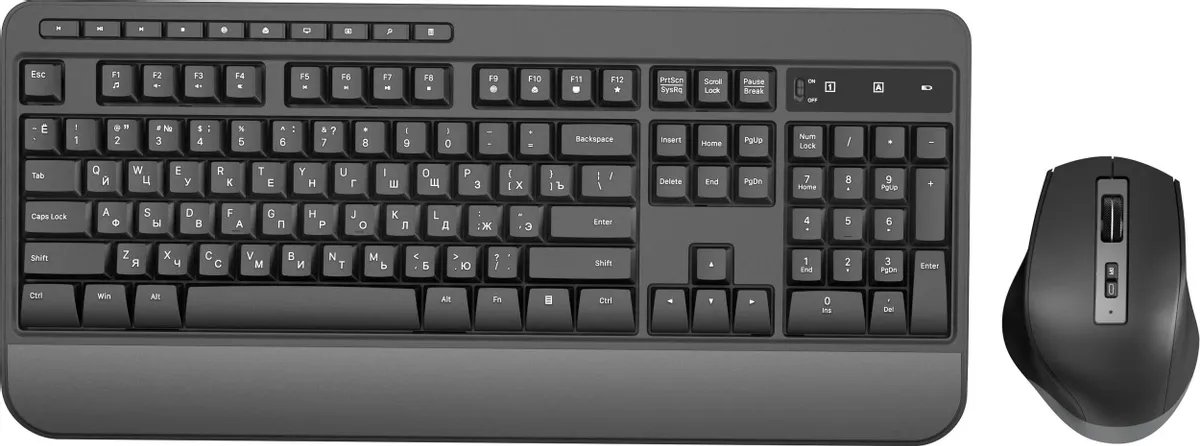 Клавиатура + мышь OKLICK S290W (351701) клав черный мышь черный USB беспроводная Multimedia
