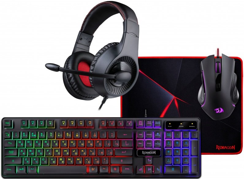 Набор игровой REDRAGON S137 мышь+клавиатура+ковер+наушники, 72335
