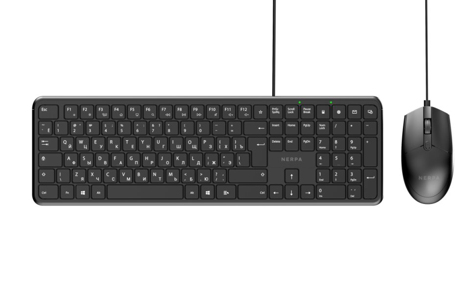 Комплект клавиатура+мышь NERPA NRP-KG100-W-BLK KG100 проводной, 110кл, 1000DPI, 1.8м, черный