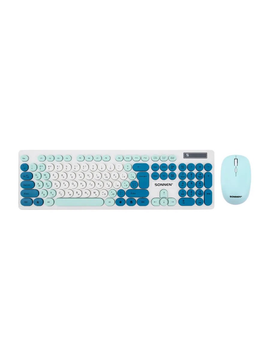 Комплект клавиатура и мышь SONNEN K-650 (513953) белый/мятный/бирюзовый