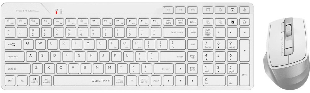 Клавиатура + мышь A4Tech Fstyler FB2800C Air2 White клав:белый/серый мышь:белый/серый USB беспроводн