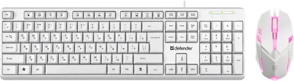 Комплект проводной Клавиатура + Мышь DEFENDER Motion C-977 RU, полноразмерный,1.8м, белый (1/20)