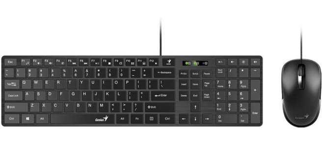 Комплект проводной Клавиатура + Мышь GENIUS SlimStar C126, USB 12 мул. кл., черная (1/20)