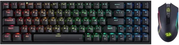 Комплект проводной игровой Клавиатура + Мышь REDRAGON S136 RU, BT/24G, RGB, чёрный (1/20)