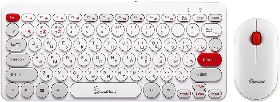 Комплект беспроводной клавиатура+мышь SMARTBUY 510590 белый 2,4G + BT (SBC-510590AG-W) (1/20)