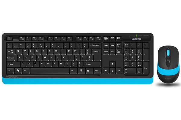 Комплект беспроводной Клавиатура + Мышь A4TECH Fstyler FG1010 клав:черный/синий мышь:черный/синий (1/10)