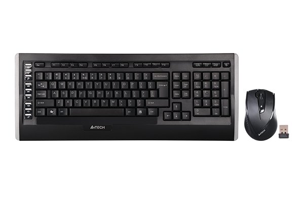 Комплект беспроводной Клавиатура + Мышь A4TECH 9300F, USB Multimedia, клав:черная мышь:черная (1/10)