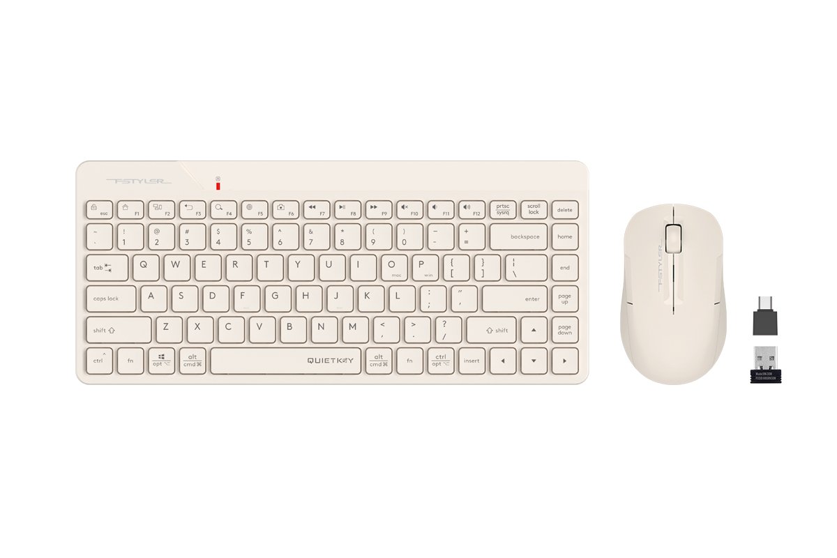 Комплект беспроводной Клавиатура + Мышь A4TECH Fstyler FG2200 Air2 клав:бежевый мышь:бежевый USB slim (FG2200 AIR2 BEIGE) (1/10)