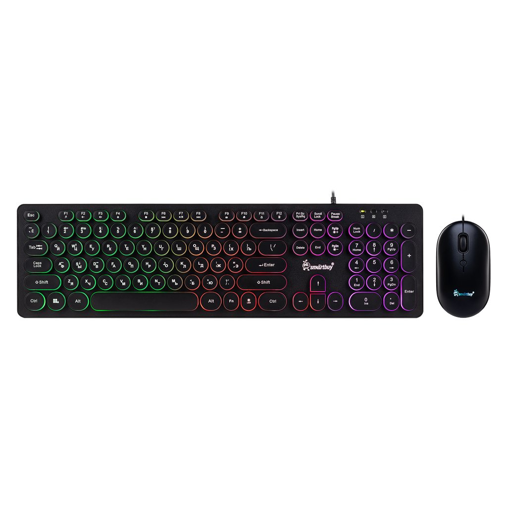 Комплект проводной клавиатура+мышь Smartbuy ONE 328327 с подсветкой (SBC-328327-K)  черный (1/20)
