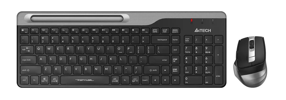 Комплект беспроводной Клавиатура+Мышь A4TECH Fstyler FB2535C, USB Bluetooth/Радио slim, клав:черная/серая мышь:черная/серая (1/20)