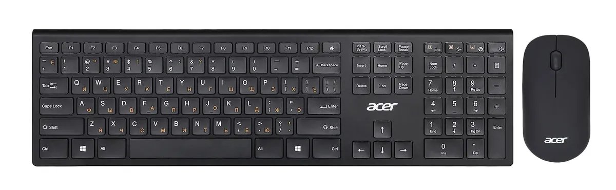 Комплект беспроводной Клавиатура+Мышь ACER OKR030 клав:черный мышь:черный USB slim (1/20)