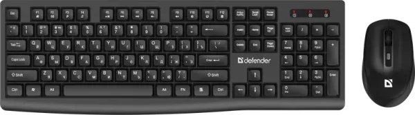Комплект беспроводной Клавиатура+Мышь DEFENDER Seoul C-972 (Сеул) подключение 2.4G, 104 кл./4 кн., сенсор 1600dpi, черный (1/18)