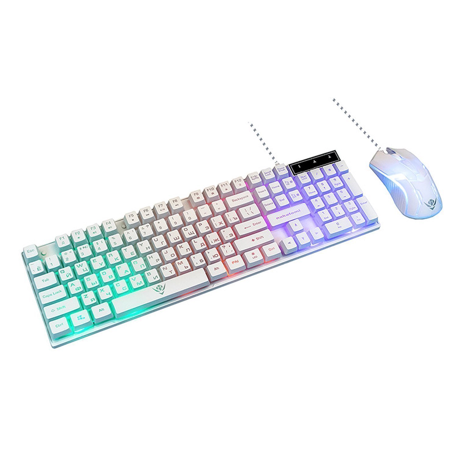 Проводной набор Nakatomi KMG-2305U Gaming мембранная, игровой клавиатура с подсветкой+мышь ((133010)