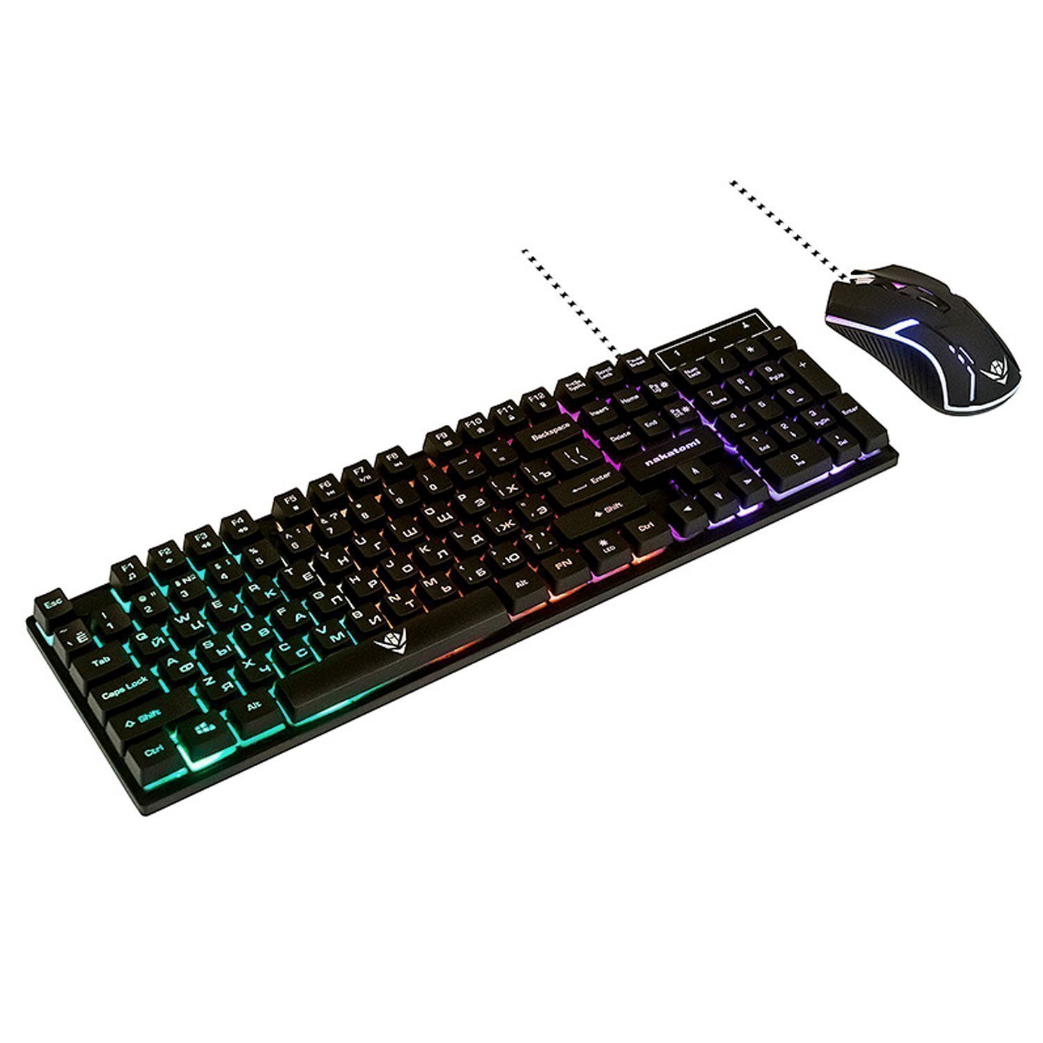 Проводной набор Nakatomi KMG-2305U Gaming мембранная, игровой клавиатура с подсветкой+мышь ((133009)