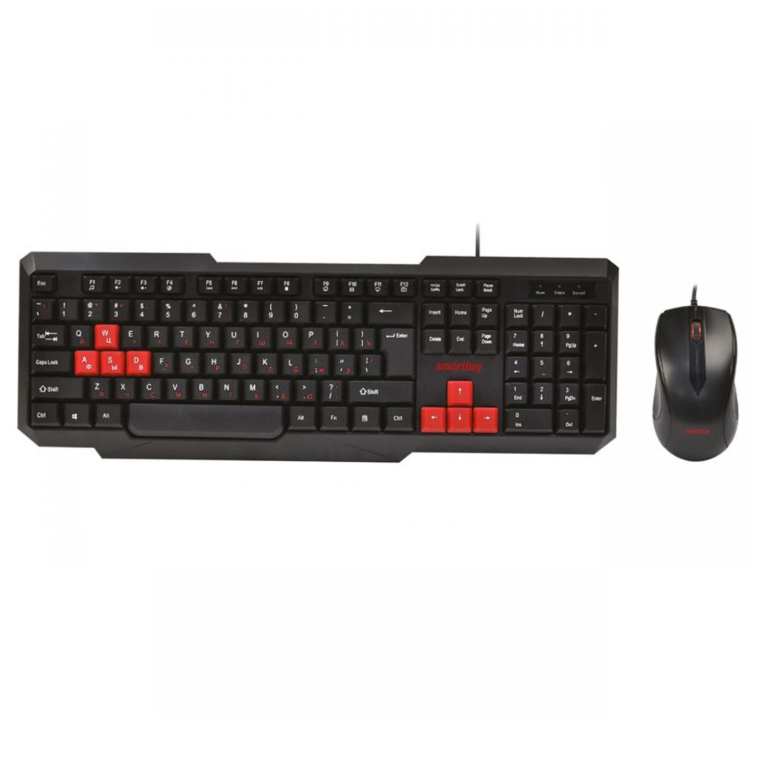 Проводной набор Smart Buy SBC-230346-KR ONE мембранная, игровая клавиатура+мышь (black/red) (116567)