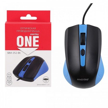 Мышь проводная Smartbuy ONE 352 сине-черная (SBM-352-BK)