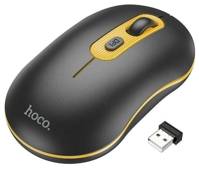 Мышь HOCO GM21 Platinum 2.4G business wireless mouse (черно-желтый)