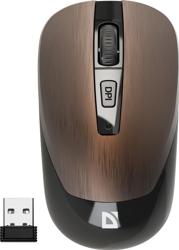 Мышь DEFENDER Wave MM-995 оптическая, беспроводная USB,  (52992), (бронза)