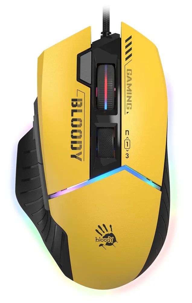 Мышь A4Tech Bloody W95 Max Sports желтый/серый оптич. 12000dpi USB 10but