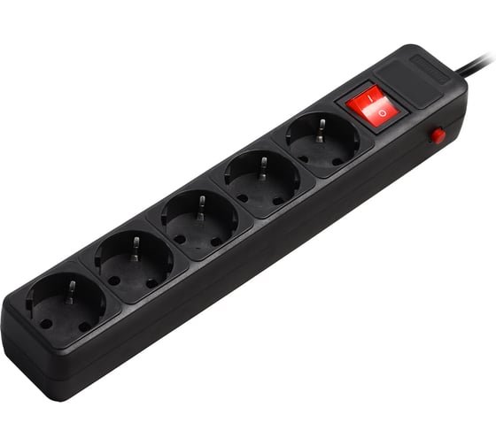 Сетевой фильтр SmartBuy SBSP-5-18-K 1.8 м, 16.0A, 5 розеток, с выключателем, с заземлением, чёрный