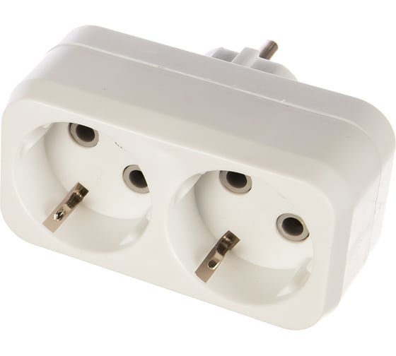 Разветвитель Smartbuy SBE-16-A02-2z, 2 гнезда с заземлением плоский 16А 250B