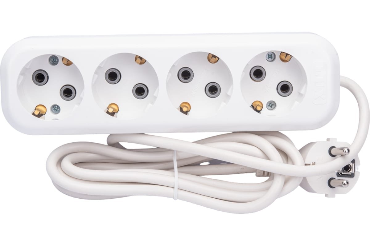 Сетевой удлинитель LUX У4-Е-02 4-местный с з/к (250В,16А,2м)