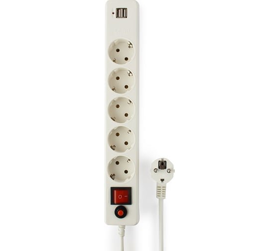 Сетевой фильтр Гарнизон ECL-5-U2-W-1.8 5р, 10А, 1.8м белый