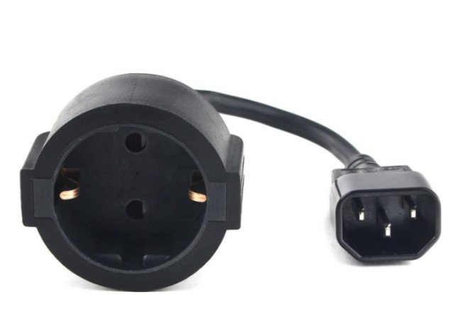 Удлинительный кабель питания Cablexpert PC-SFC14M-01, 15см, C14 - евро-розетка