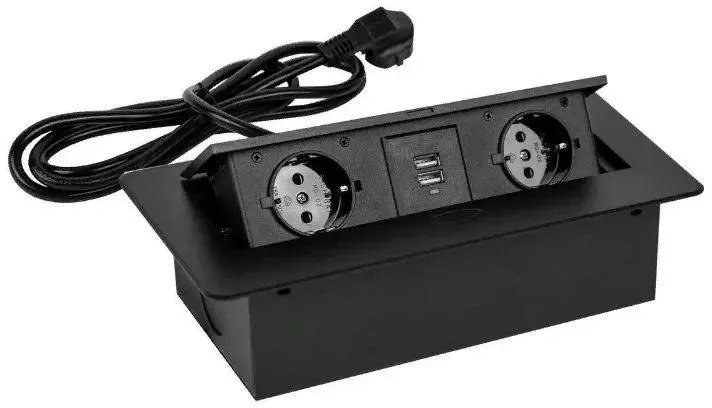 Сетевой разветвитель PREMIER 2R USB 1.8м черный PX/BL-HOR-2R-2USB-BLK