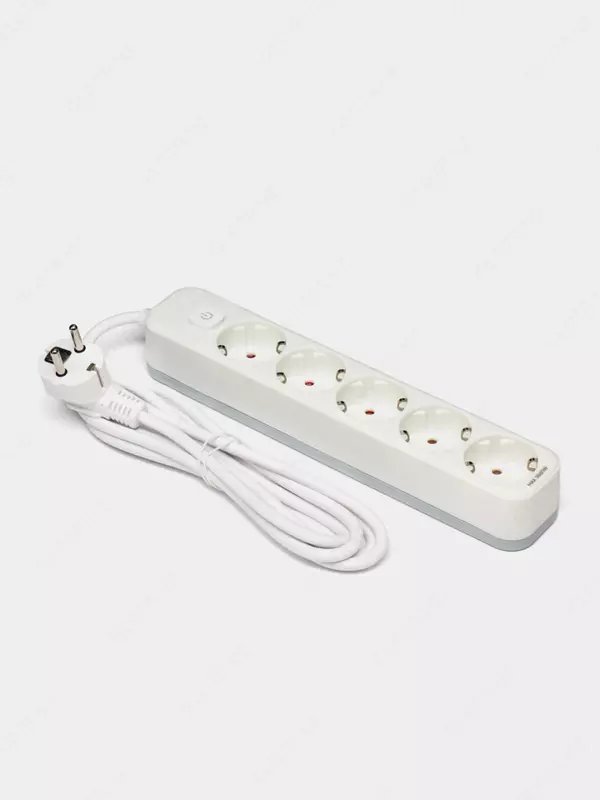 Сетевой фильтр Deli ET439 5м (5 розеток) белый