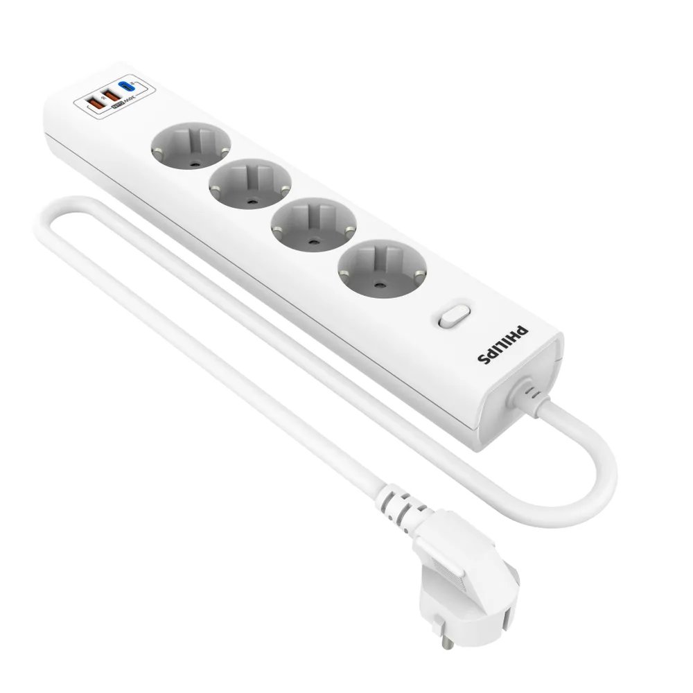 Сетевой фильтр Philips CHP8246WA/51 2м, 4 розетки белый (коробка)