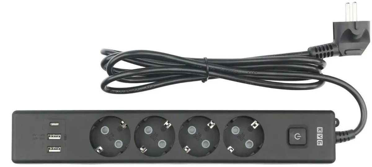 Сетевой удлинитель Power Cube PC-7B-2M 1.9м (4 розетки) черный (коробка)