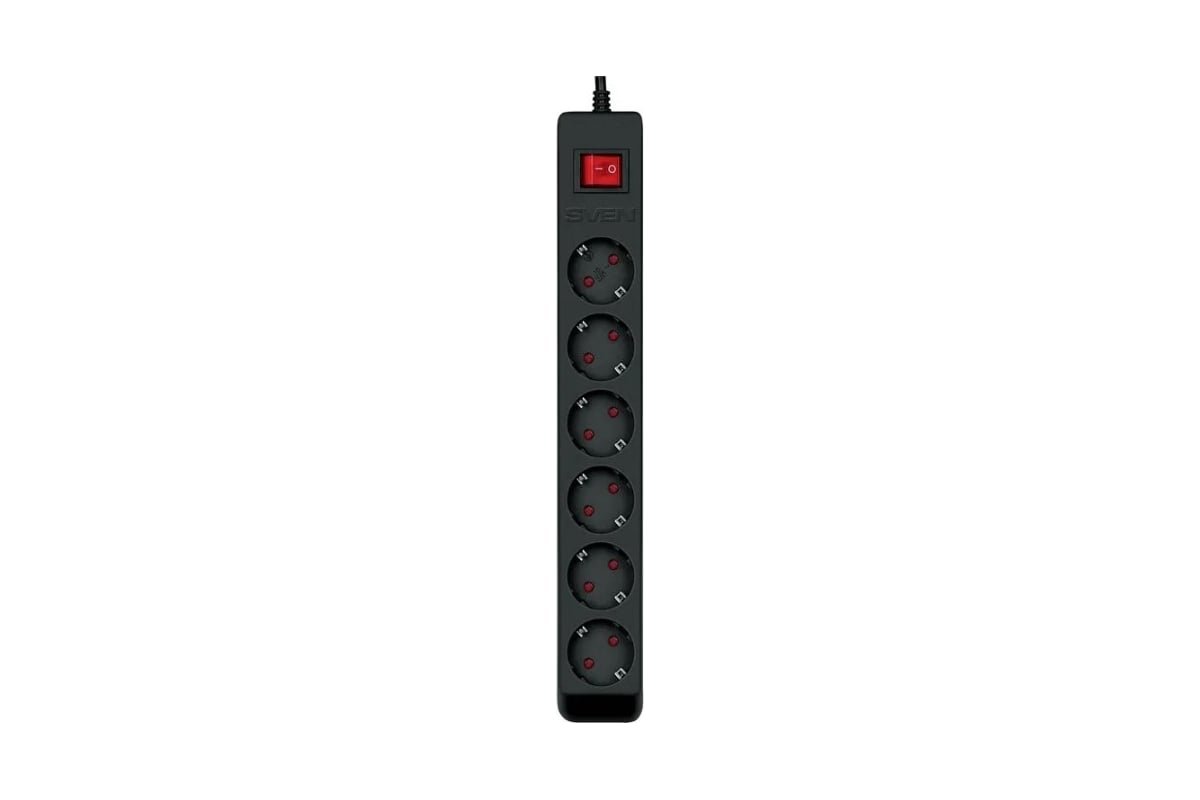 Фильтр SVEN Optima 3,0 м (6 розеток с защитными шторками, черный, цветная коробка)