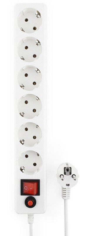 Сетевой фильтр Гарнизон ECL-6-W-3 6р, 10А, 3м белый