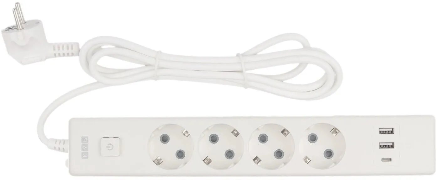 Сетевой удлинитель Power Cube PC-6-2M 1.9м (4 розетки) белый (коробка)