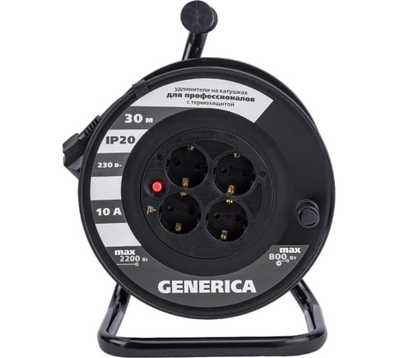 Катушка GENERICA WKP10-10-04-30-G УК30 с т/з 4 места 2P+PE/30м 3x1,0мм2