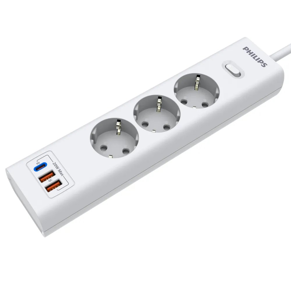 Сетевой фильтр Philips CHP4336WB/51 3м, 3 розетки белый (коробка)