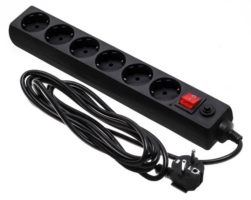 Сетевой фильтр Buro 600SH-16-3-B 3м (6 розеток) черный