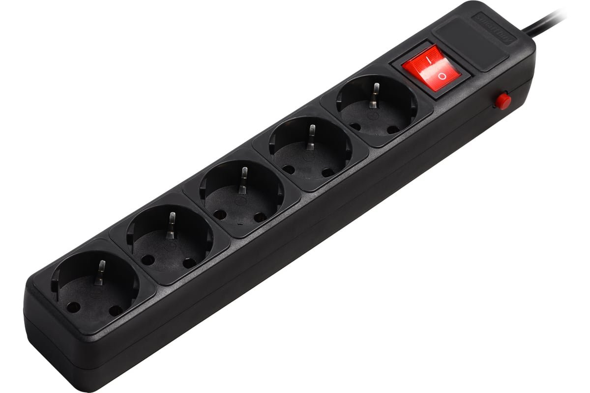 Сетевой фильтр SmartBuy SBSP-5-50-K 5.0 м, 5 розеток, чёрный