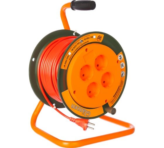 Удлинитель силовой GLANZEN EB-30-004 на катушке 4 гнезда ПВС 2x1 00012291
