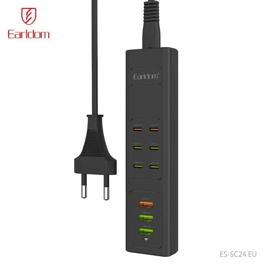 Удлинитель Earldom ES-SC24 EU, 3USB+6Type C PD, длина 1м