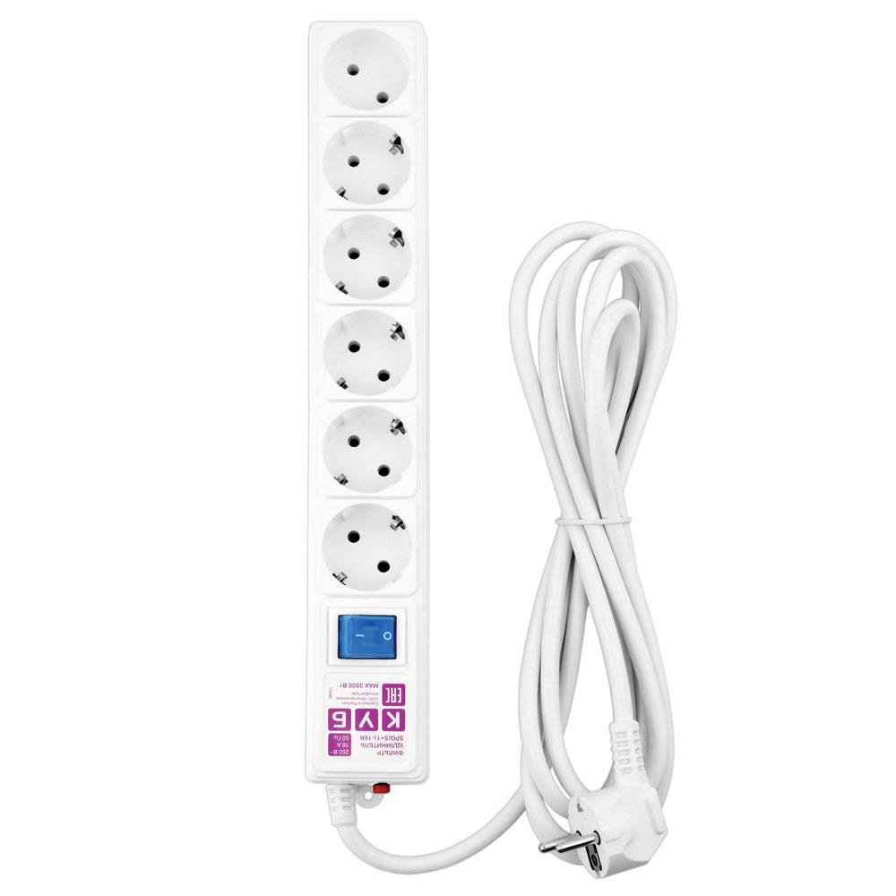 Сетевой фильтр Powercube SPG(5+1)-16B-5М-WHITE 5м (6 розеток) белый (коробка)