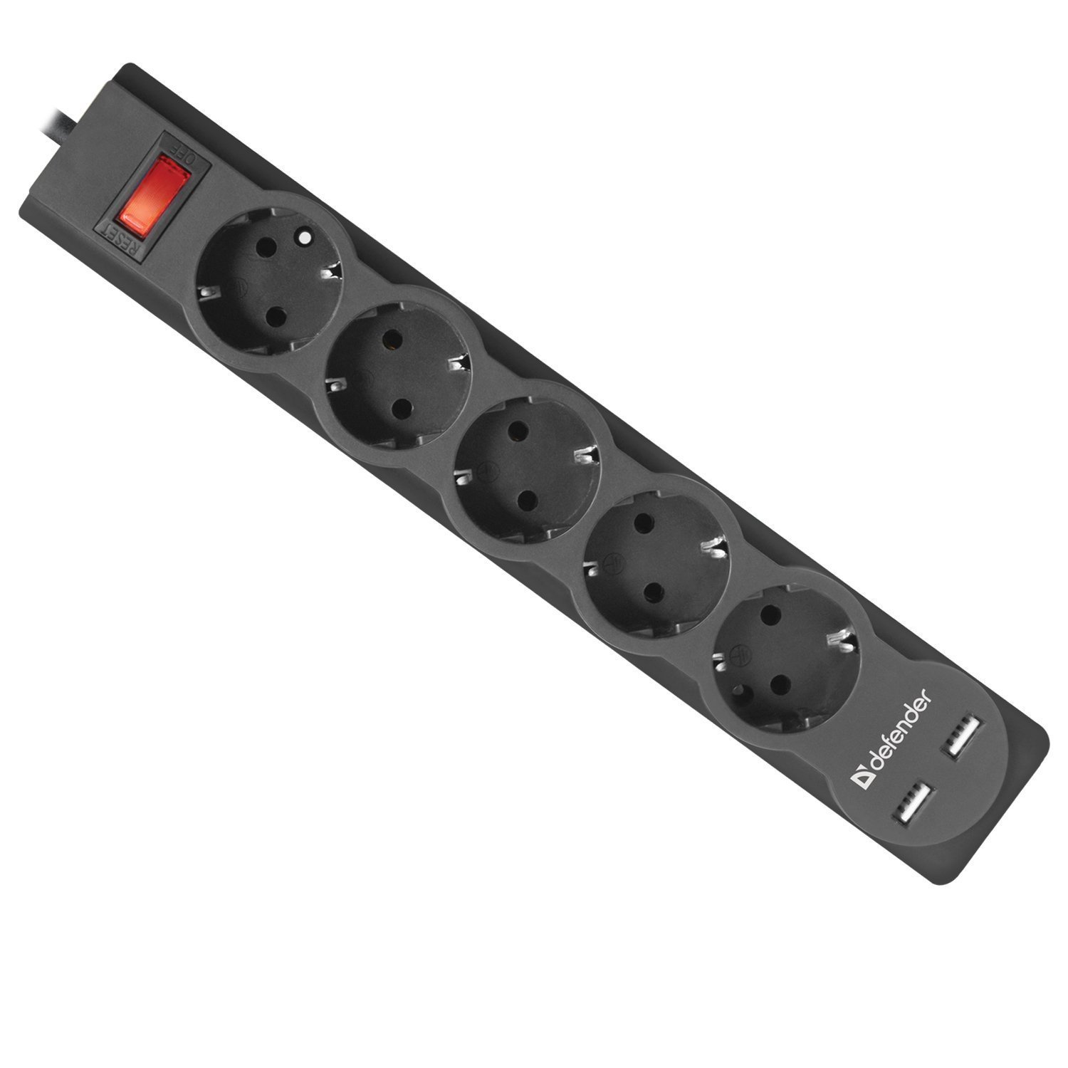 Сетевой фильтр Defender DFS 751, 5 розеток, 1.8 м (black)(133970)