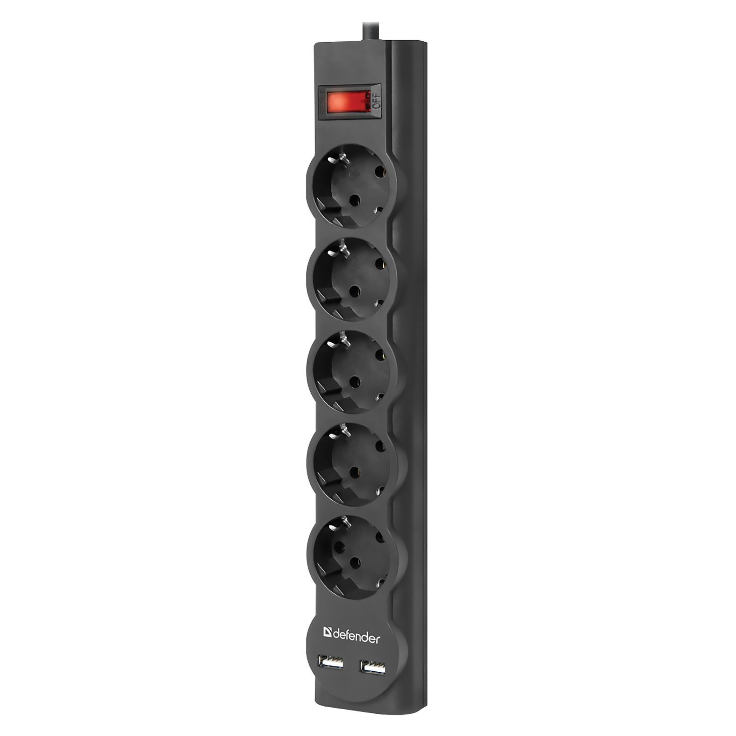 Сетевой фильтр Defender DFS 753, 5 розеток, 3 м (black)(133971)