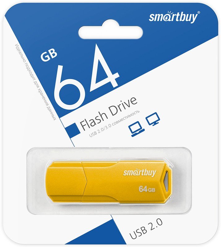 USB-флешка SMARTBUY SB64GBCLU-Y UFD 2.0 064GB Clue Yellow