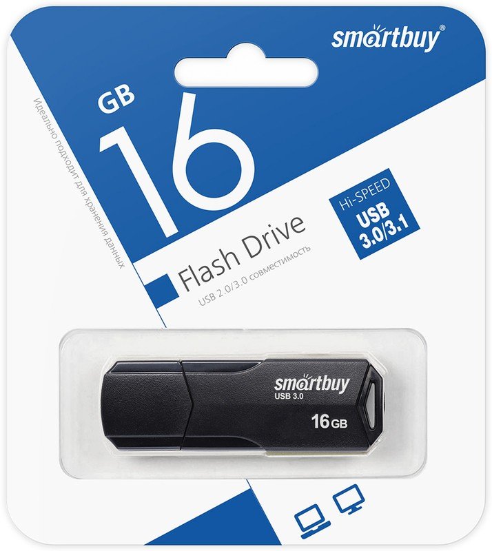 USB-флешка SMARTBUY SB16GBCLU-K3 UFD 3.0/3.1 16GB Clue Black