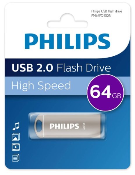 USB-флешка PHILIPS FM64FD150B/97 64GB Iron 2.0 64GB, USB 2.0