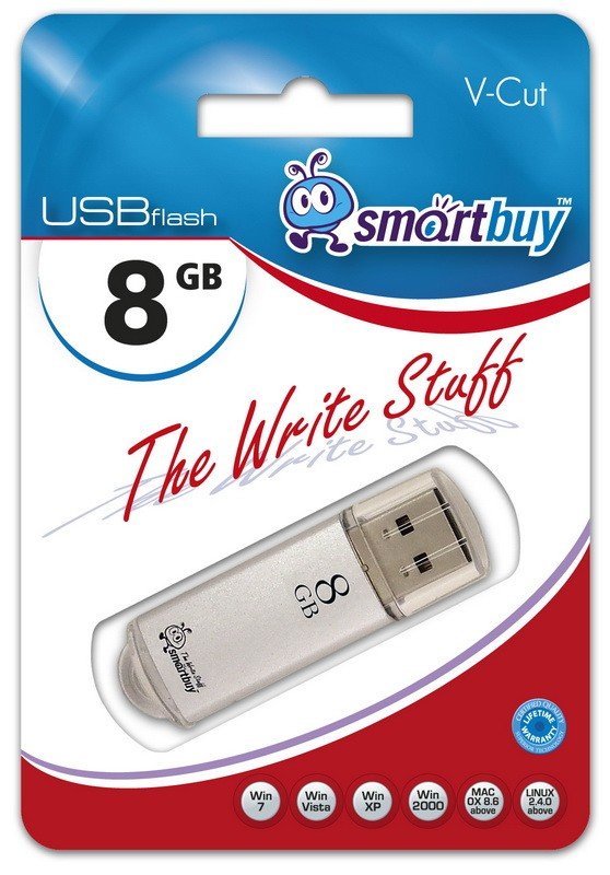 USB-флешка Smartbuy 8Gb V-Cut series Silver SB8GBVC-S