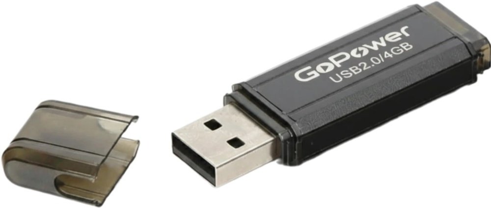 USB-флешка GoPower 00-00035945 Hit 4GB USB2.0 металл черный